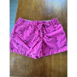 Cambridge dry goods hot pink and navy blue shark print shorts 2